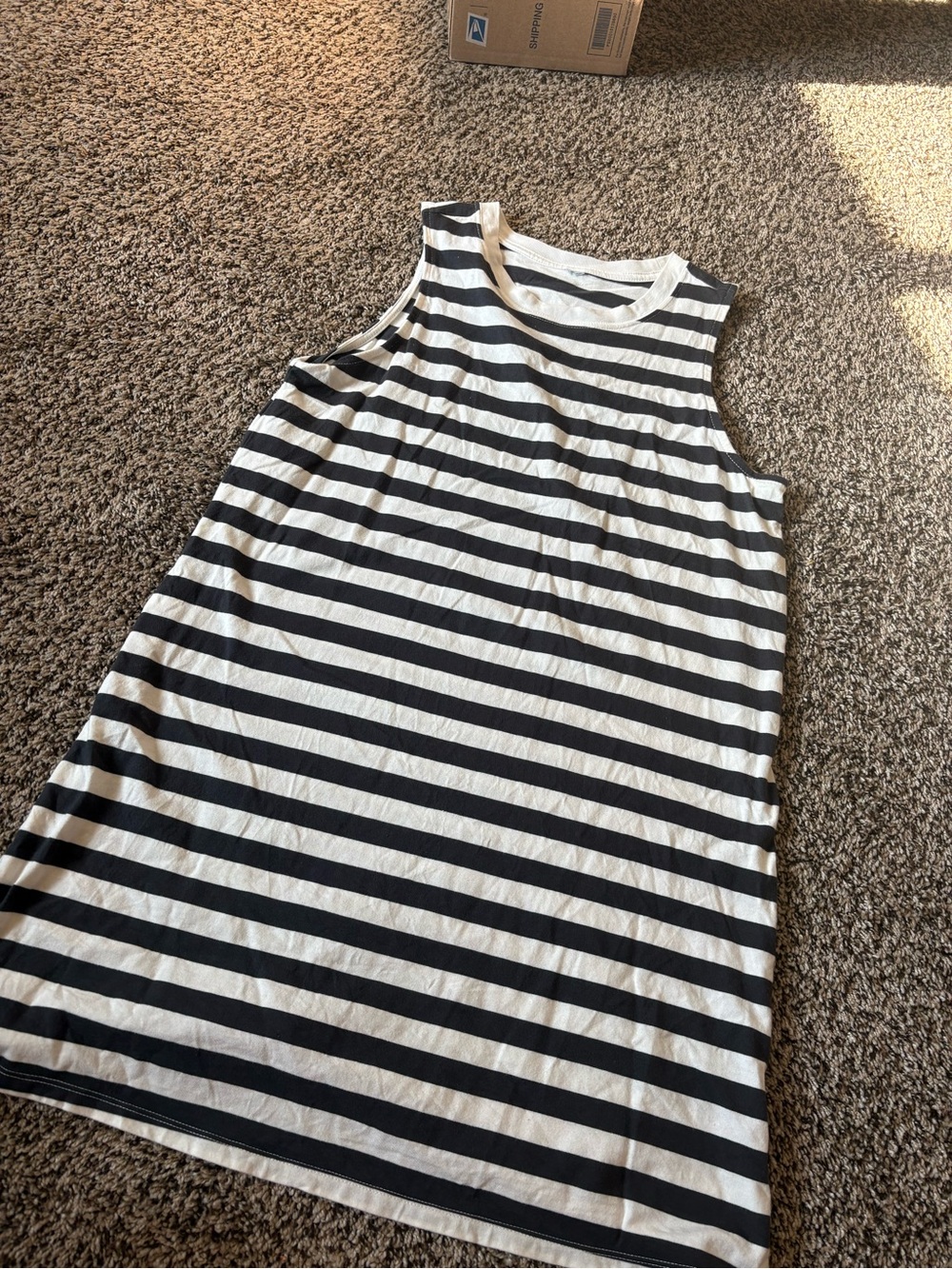Old Navy Blue & White Striped Sleeveless Shift Mini Dress